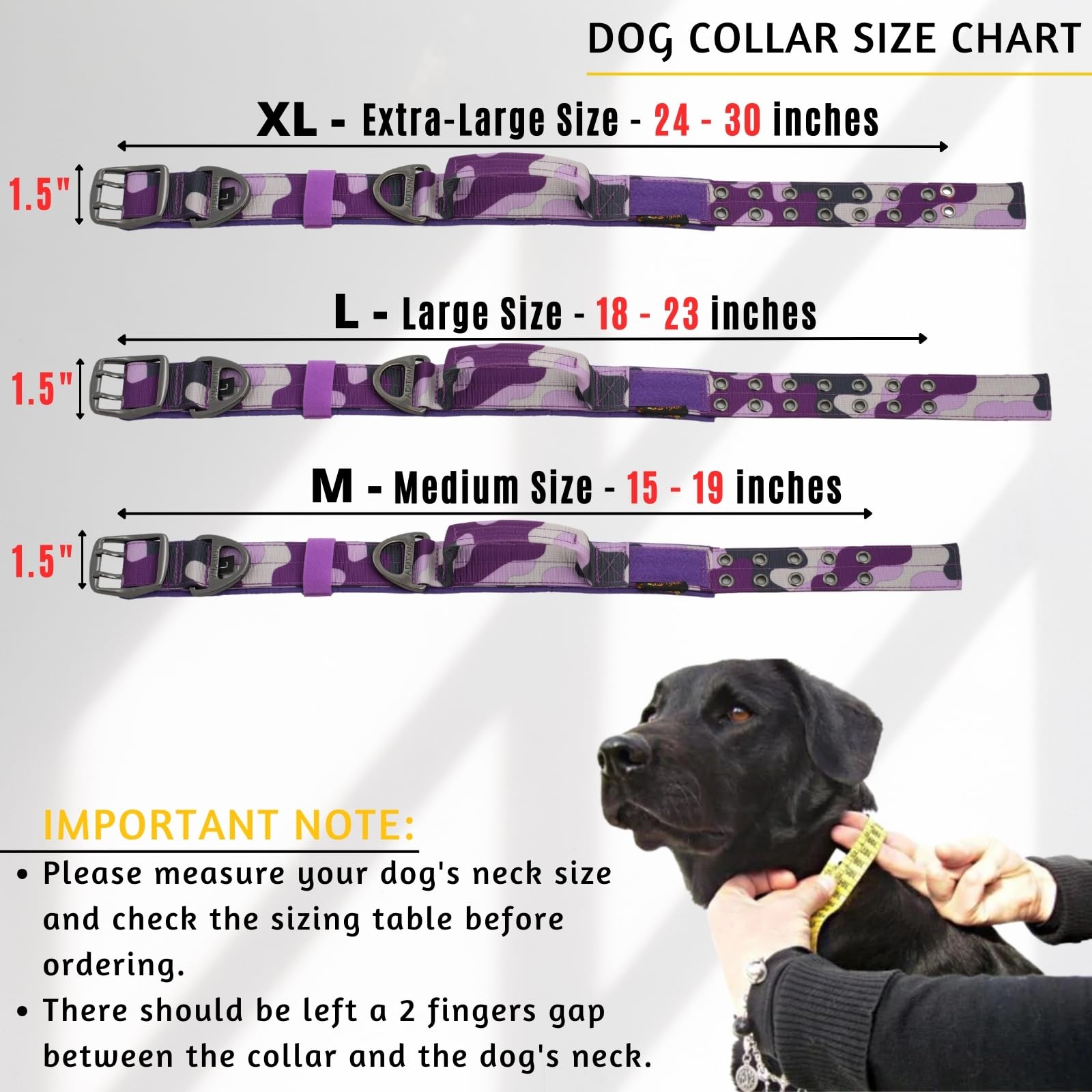 Adityna Heavy Duty Dog Collar For Medium Dogs - Camo Purple Collar With Handle For Training, And Walking - Wide, Thick, Tactical